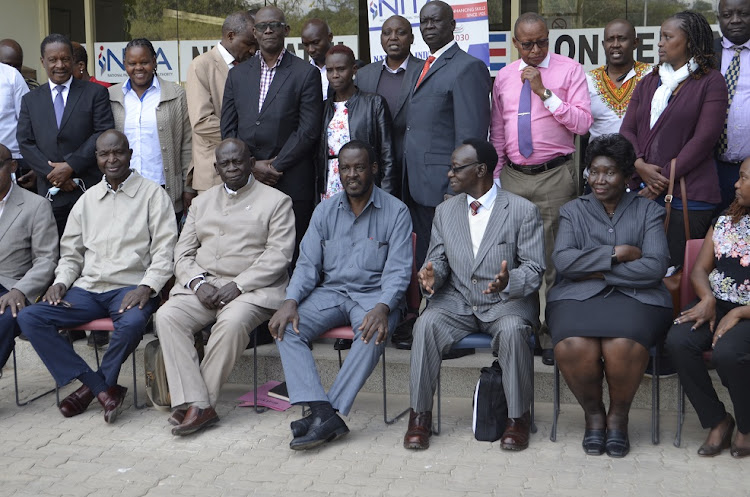 Participants pose for a photo during NITA – private security stakeholders’ forum at Athi River, Machakos county on Tuesday, July 5.