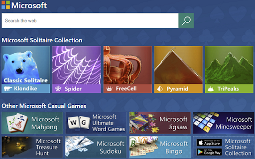 Microsoft Solitaire Collection med Søk