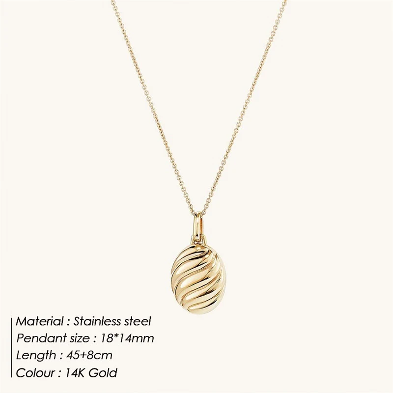 Title 7, Collier pendentif elliptique géométrique en aci...