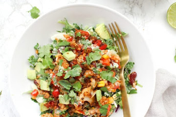 Cauliflower Taco Bowls with Creamy Vegan Cilantro Ranch