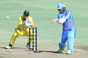 AB de Villiers hits a shot during the 3TeamCricket match in Centurion on July 18 2020. 