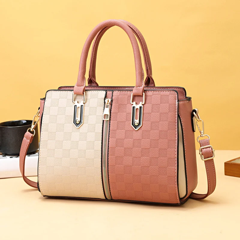 Sac à main femme grande capacité, style coréen tendance, couleur contrastée. Sac à bandoulière et crossbody pour toutes occasions.