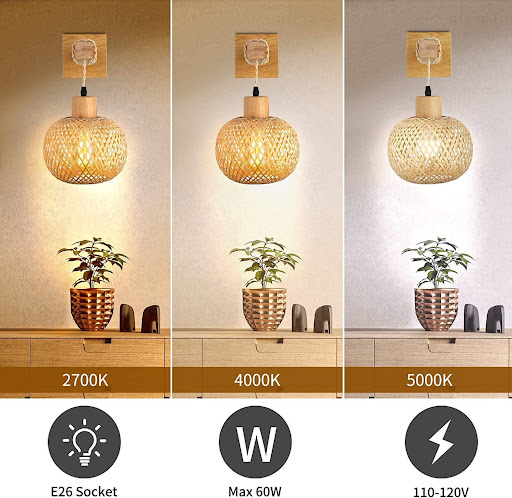 Title 16, Retro Japanese Bamboo Woven Bedside Wall Lamp. ...