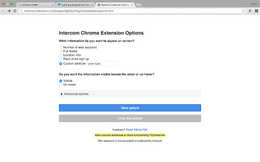 Intercom Chrome Extension