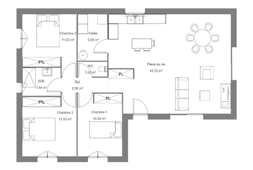 Vente Terrain + Maison - Terrain : 947m² - Maison : 90m² à Lannemezan (65300) 