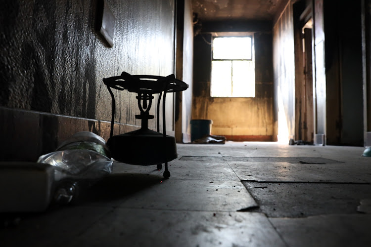 A paraffin stove in a passage inside the fire-ravaged Johannesburg CBD building where 77 people died in August last year. File photo.