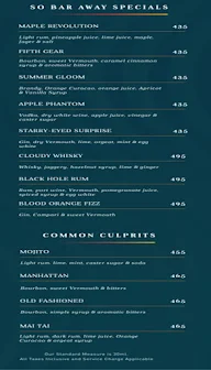 So Bar Away menu 5