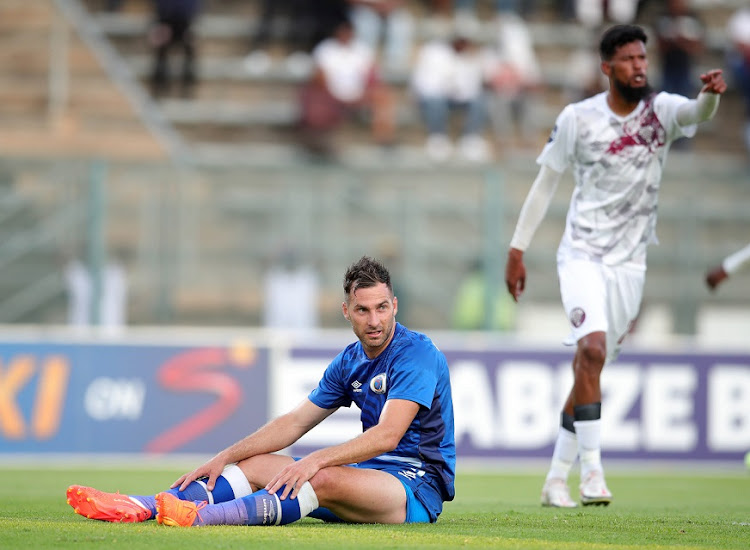 Bradley Grobler of Supersport United is bummed out after missing a penalty in the DStv Premiership match against Swallows FC at Lucas Moripe Stadium in Pretoria on October 30 2022.