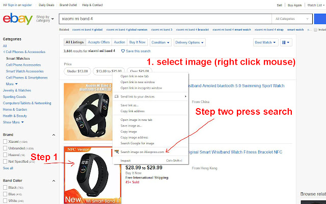 Search by image on Aliexpress chrome extension