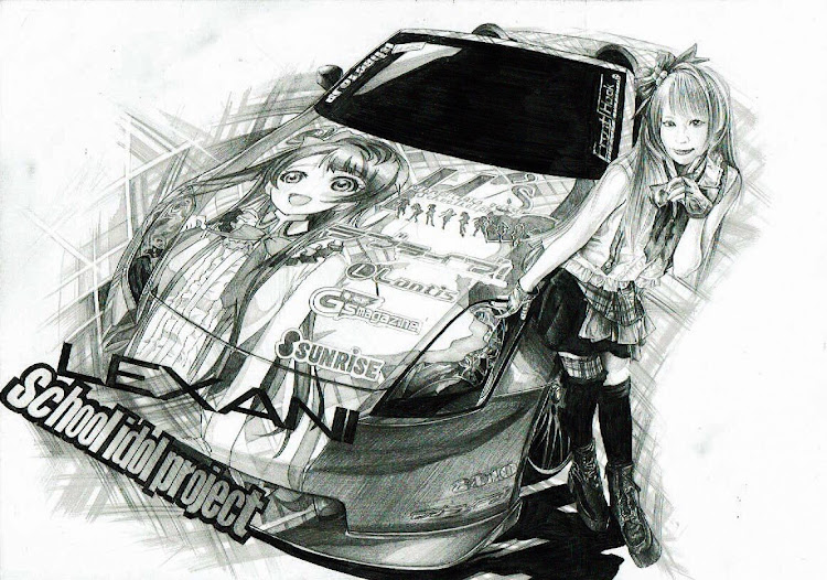 ukさんが投稿した痛車・#フェアレディＺ33・ラブライブ・モノクロイラストに関するカスタム事例の投稿画像1枚目