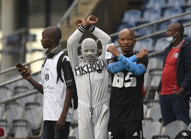 Orlando Pirates fans attend the Caf Confederation Cup match against Al Ittihad at Orlando Stadium on April 3 2022.