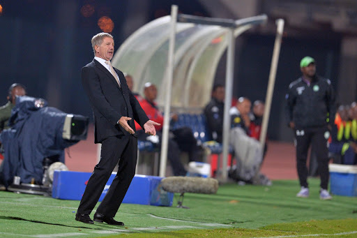 SuperSport United head coach Stuart Baxter reacts during the Absa Premiership match against Bloemfontein Celtic at Lucas Moripe Stadium on May 03, 2017 in Pretoria, South Africa.