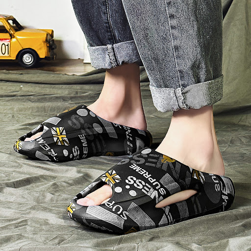 Title 2, Letter Printing EVA Two-tone Platform Slippers....