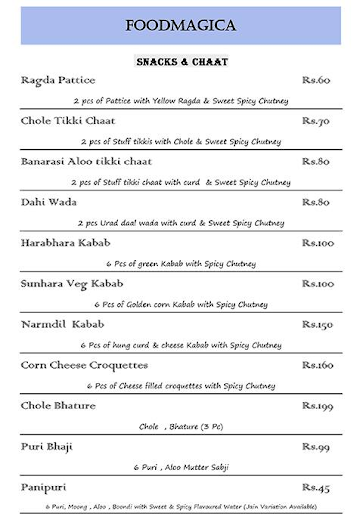 Foodmagica menu 