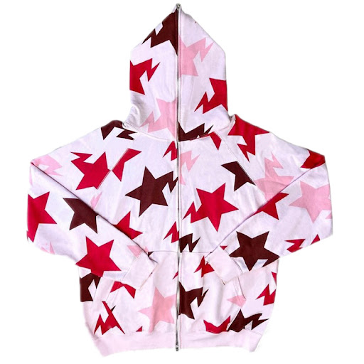 Title 8, Star Print Oversized Zip Hooded Cardigan Jacket...