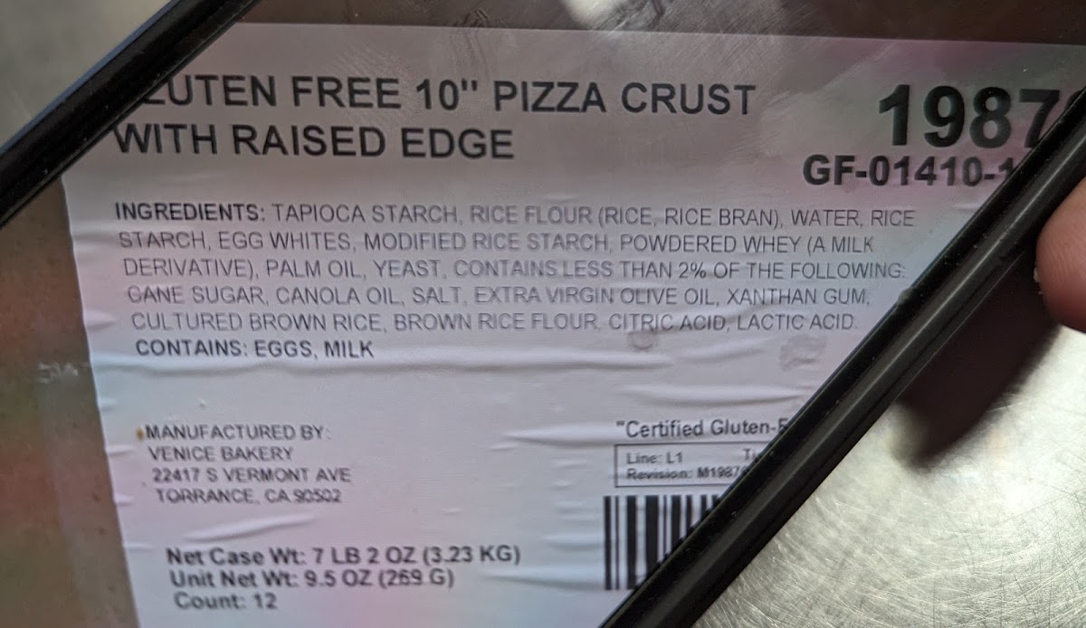 Gluten Free Crust Ingredients