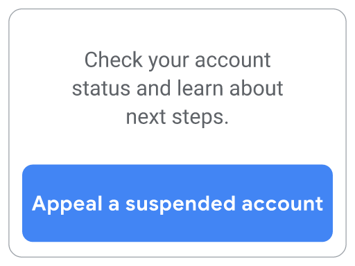 This is the second button for the Google Ads policy options, select to learn how to appeal a suspended account.
