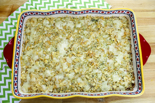 Leftover Turkey Broccoli Bake ready to serve.