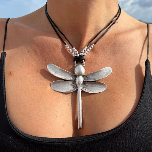Title 4, Dragonfly Beaded Alloy Pendant Artistic Retro C...