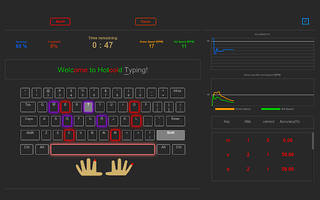 Hotcold Typing! chrome extension