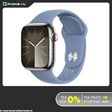 Đồng hồ Apple Watch Series 9 4G 41mm Silver (Vỏ Thép Dây Silicone - M/L) (MRJ33SA/A)