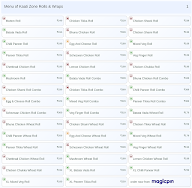 Kaati Zone Rolls & Wraps menu 1