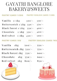 Gayatri Banglore Bakery & Sweets menu 1