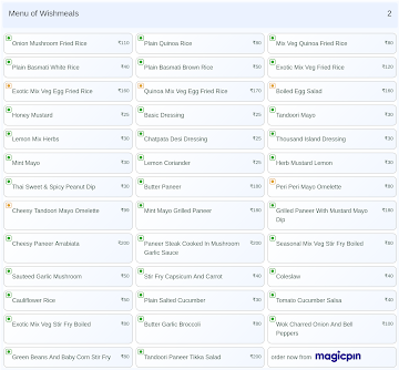 Wishmeals menu 