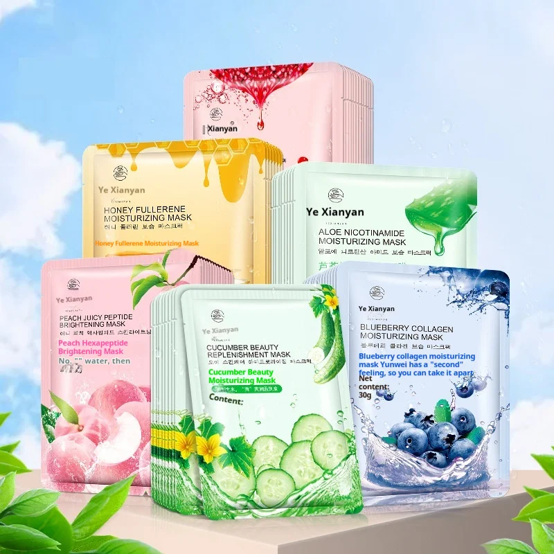 Masque Hydratant Bleuets Collagène 30g Aloe Nicotinamide pour une peau hydratée, lisse et éclatante, réduit la sécheresse et améliore l'apparence.