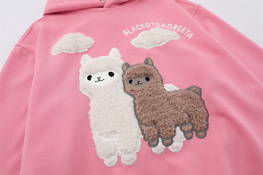 Title 5, Cartoon Alpaca Embroidered Hooded Sweater for M...
