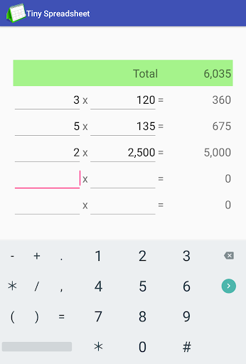 Tiny Spreadsheet 0.9.3 screenshots 1
