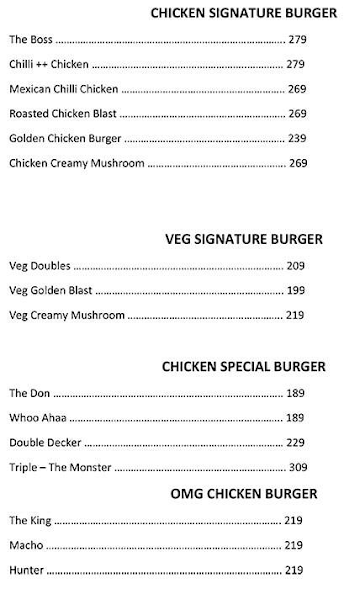 Cheesy Juicy Burgers menu 