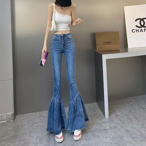 Title 4, Design Sense Niche Flared Jeans high waist stre...
