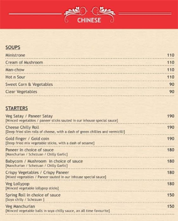 Kamaths Govindashram menu 
