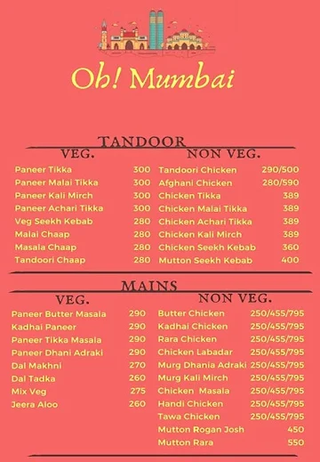 Oh! Mumbai menu 