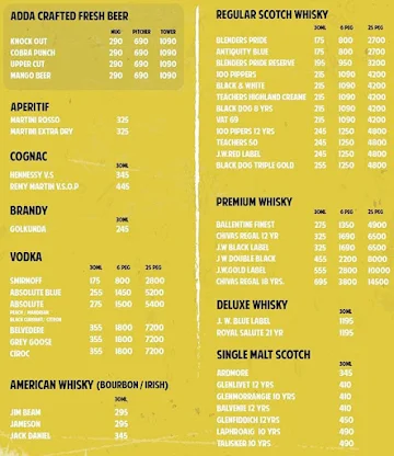 Adda Microbrewery menu 