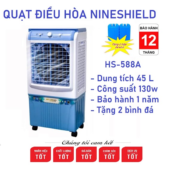 Quạt Điều Hoà Hơi Nước Nineshield Hs - 588A/ Quạt Đá Kb - 588S/ Hs - 35A 45 Lít [Bảo Hành 1 Năm]