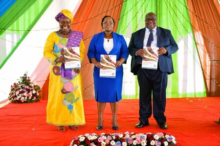 Wildlife Research and Training Institute interim chairperson Dr Winnie Kiiru, Tourism CS Peninah Malonza and WRTI CEO Dr Patrick Omondi during the launch of the National Wildlife Research Agenda in Naivasha on May 29, 2023