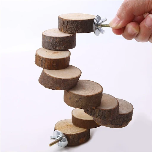 Hamster Wooden Ladder Toy For Cage 6/10 Steps Wood Climbing Blocks Chew Toy For Pig Rat Hedgehog Small Pet Cage Accessor