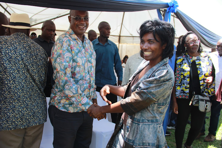 Governor aspirant Evans Kidero with Mary Ojode in Suba North on April 29