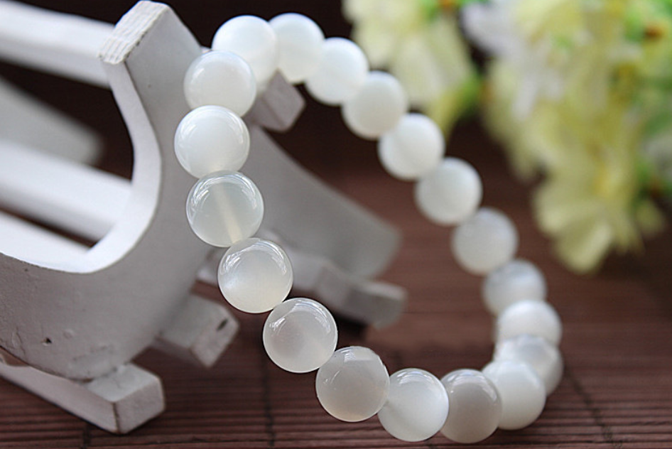 Bracelet de pierre de lune blanc naturel
