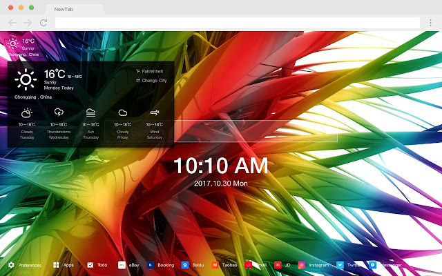 Color New Tab Page HD Colorful Top Theme