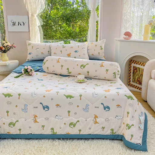 Bộ Drap & Chăn Chần Cotton Đũi (5 món) #CDM 140x200x20cm 14F5CDM41 Rio House