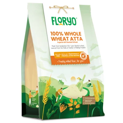 Floryo 100% Whole Wheat Atta (Superior MP Sharbati Wheat), Coarse Texture, High Fibre 1 Kg