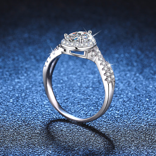 Title 2, S925 Sterling Silver Ring with Moissanite Water...