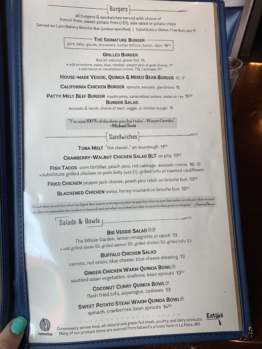 Commissary gluten-free menu