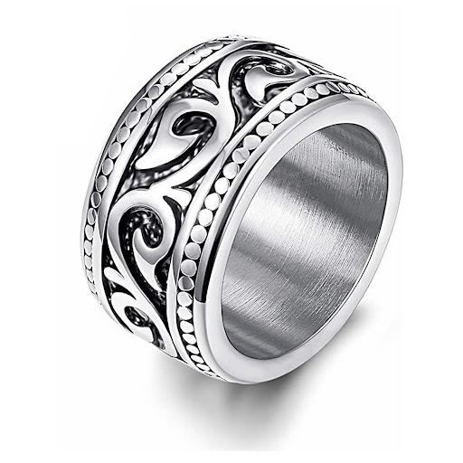 Title 3, Mens Titanium Steel Personality Totem Wide Rin...