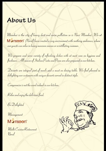 Monsoon Restaurant menu 