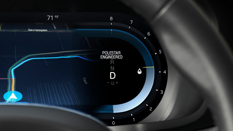 The package adds a dedicated Polestar setting in the drive-mode selection menu.