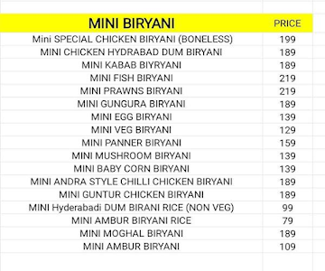 New Ambur Biryani menu 